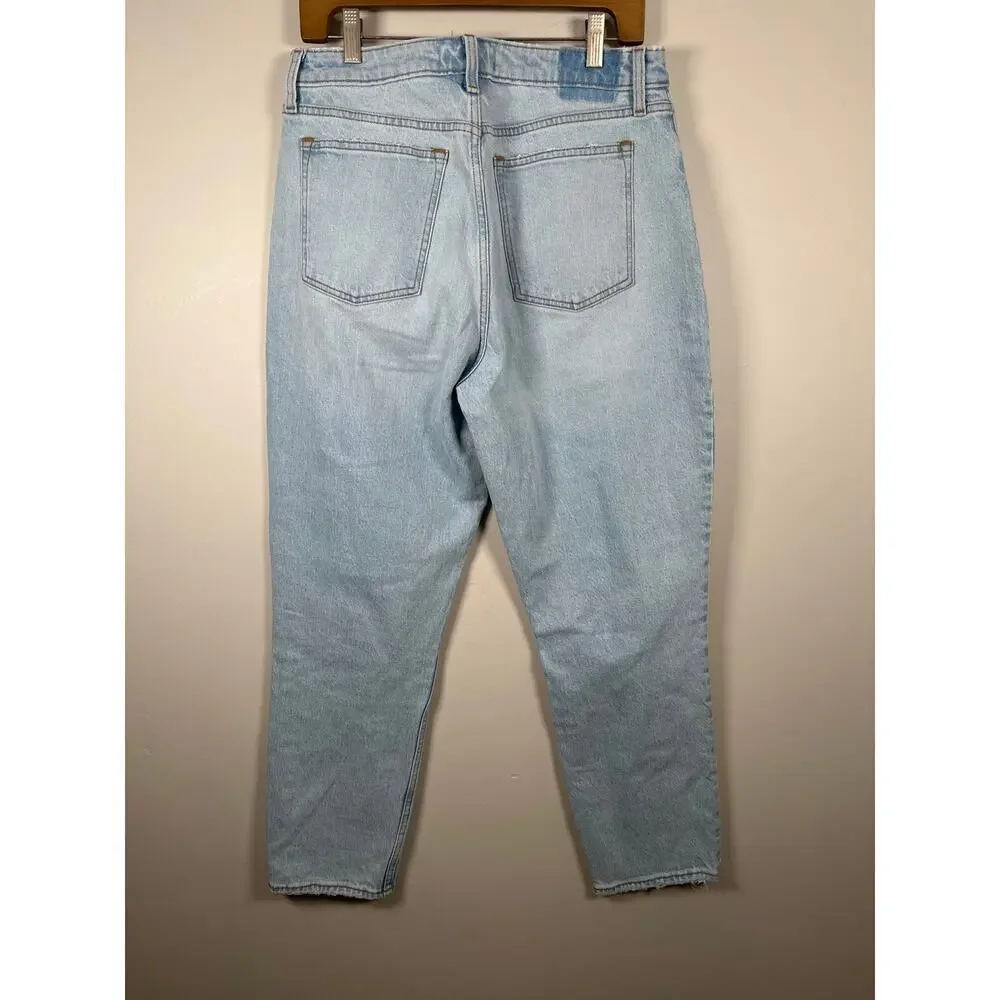 Abercrombie & Fitch The Mom High Rise‎ Curve Love Sz 30/10 Distressed Light Wash